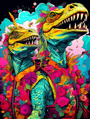 Funny colorful dragons