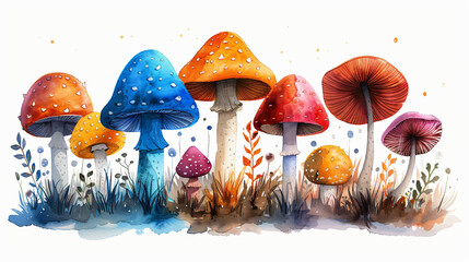 Psilocybin hallucinogenic mushrooms multicolored - obrazy, fototapety, plakaty