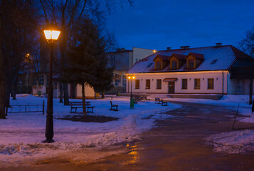 Historic building in the evening, guest house, hotel, tourist attraction, Poland, Podlasie