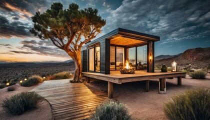 Modern Style Tiny House in the wilderness