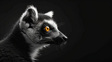 Close-up of a funny lemur looking at the camera. The animal in its natural environment. Natural background. Illustration for cover, postcard, interior design, banner, brochure, etc.