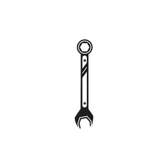 Vintage retro hipster wrench. Traditional silhouette icon carpentry tools on white background	