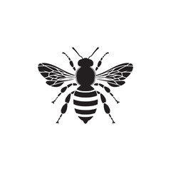 Buzzing Beauty: Vector Bee Silhouette - Capturing the Grace and Vitality of Nature's Pollinator in Elegant For. Minimalist black bee Illustration.
