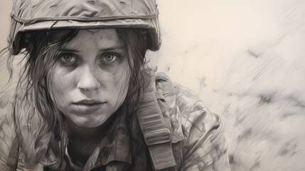 A female soldier grappling with PTSD, revealing the unseen scars of war.