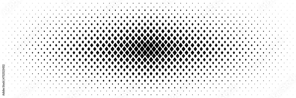 Poster horizontal halftone of black diamond shape design for pattern and background.