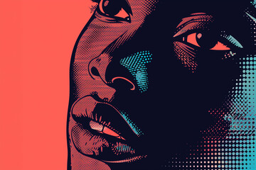Pop art - African woman's face, extreme close up