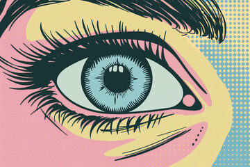 Pop art - Extreme close up of a woman's eye, staring at you