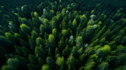 Obraz premium Wide-angle aerial view of a lush rainforest river, showcasing vibrant greenery and serenity