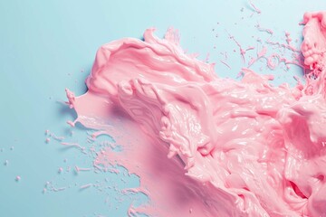 Abstract pastel pink color paint with pastel blue background.. Fluid composition with copy space....