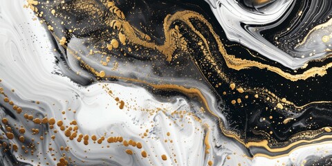 Gold and black marble art paint pattern