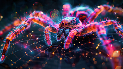 Spider macro luminous fluorescent fictional