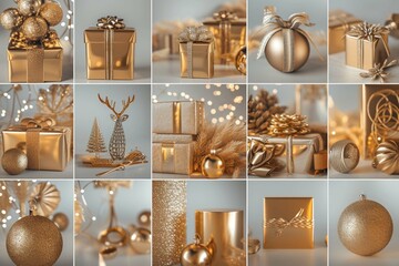Collage of gold gifts