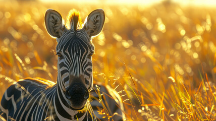 Zebra in the golden light of savannah