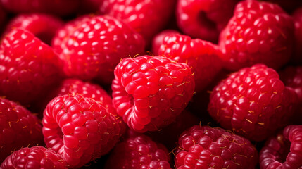 Red ripe raspberry, group of raspberries, Healthy food concept.