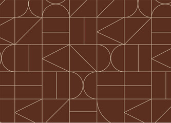 Art deco seamless geometrical vintage pattern drawing on brown background. - 752529477