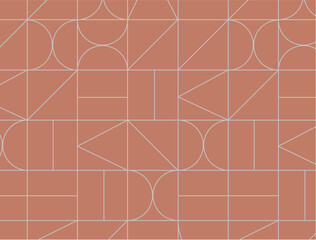 Art deco seamless geometrical vintage pattern drawing on coral background. - 752529678