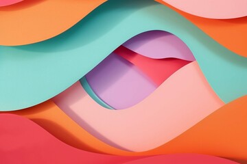 Creative layout with colorful vivid papers. Abstract colors art background. Minimal concept. Flat...