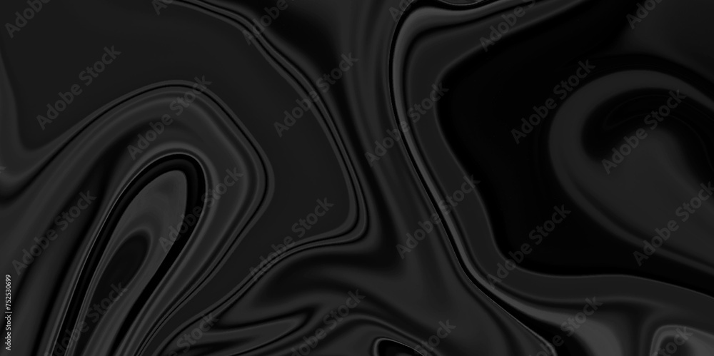 Wall mural abstract flowing liquid curve line. silver black metallic. modern fluid background. beautiful marbli