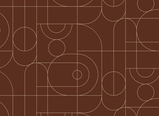 Art deco radial seamless vintage pattern drawing on brown background.