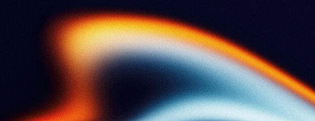 Grainy gradient background, glowing color flow wave, orange blue white yellow black backdrop noise texture abstract banner poster header design