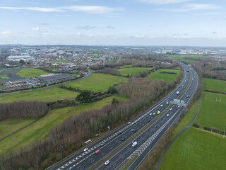 m50 motorway in dublin, overhead view