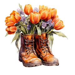 boots and flowers