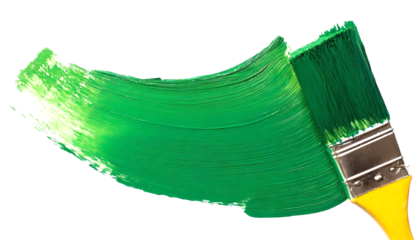 A smear of green paint with a bone on a white background.