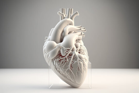Medical anatomical heart, 3d render, Realistic heart, Soft light, Studio background, Realism