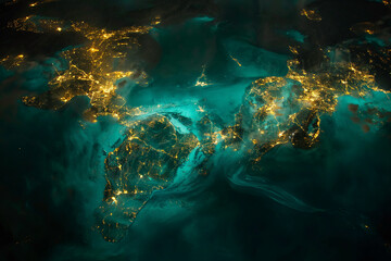 Black dark water with sparkle lights