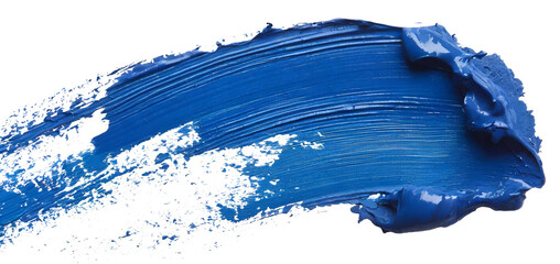 Brush stroke with blue paint on a white background