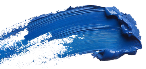 Brush stroke with blue paint on a white background
