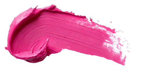 Brush stroke with pink paint on a white background