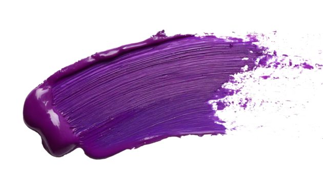 Brush stroke with purple paint on a white background