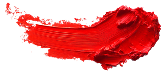 Brush stroke with red paint on a white background