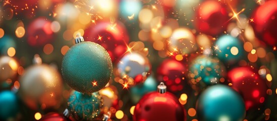 Fototapeta na wymiar Shiny Christmas Ball Decorated with Glittery Star for Festive Holiday Decoration