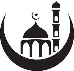 Moon with mosque vector 