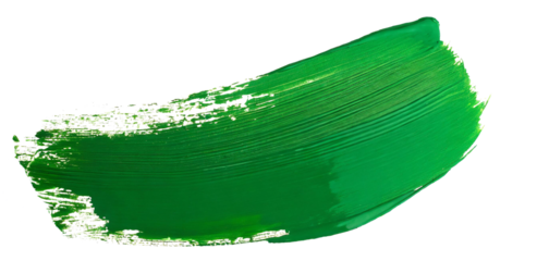 Brush stroke with green paint on a white background