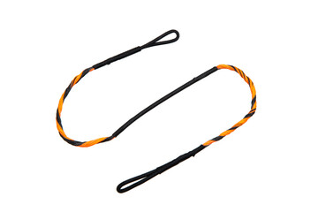 Bowstring for a bow or crossbow. Tightly woven nylon threads into one string. Isolate on a white...