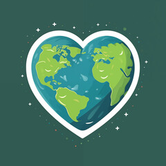 Naklejka premium Planet Earth in the shape of a heart, on a blue background