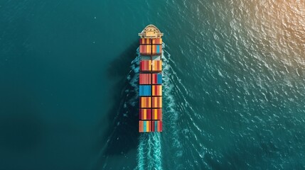Banner for a webinar showcasing an aerial perspective of a cargo maritime vessel sailing through the ocean - obrazy, fototapety, plakaty