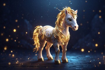 Cute Zodiac Horse in Darkness