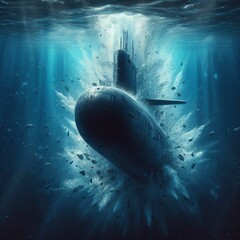 Submarino Implosionando 1 - obrazy, fototapety, plakaty