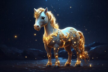 Obraz na płótnie Canvas Cute Zodiac Horse in Darkness