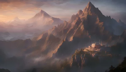 Deurstickers Sunrise In Mountains © Designer Gallery