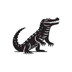 River Guardian: Vector Crocodile Silhouette - Capturing the Majesty and Strength of Nature's Stealthy Waterfront Predator. Minimalist black crocodile illustration.