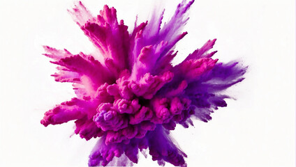 purple powder explosion on white background