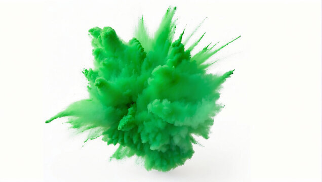 green powder explosion on white background