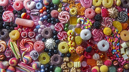 Candy and sweets background.