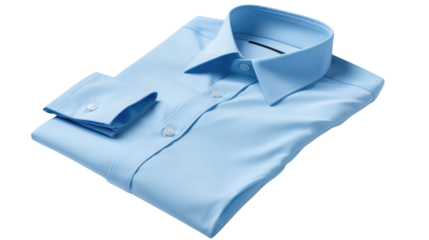 Folded blue shirt isolated on transparent a white background 