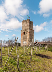 Tower of the castle (Torre delle castelle) in Gattinara, in the province of Vercelli, Piedmont, Italy